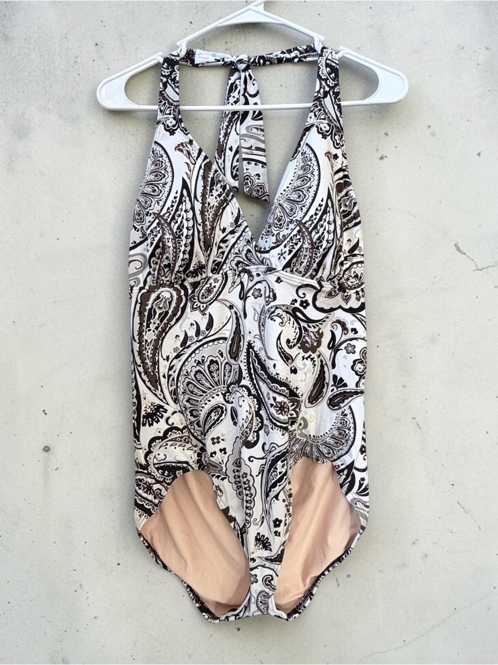 Lands’ End Paisley Halter One Piece Swimsuit Size 16 with Tummy Control